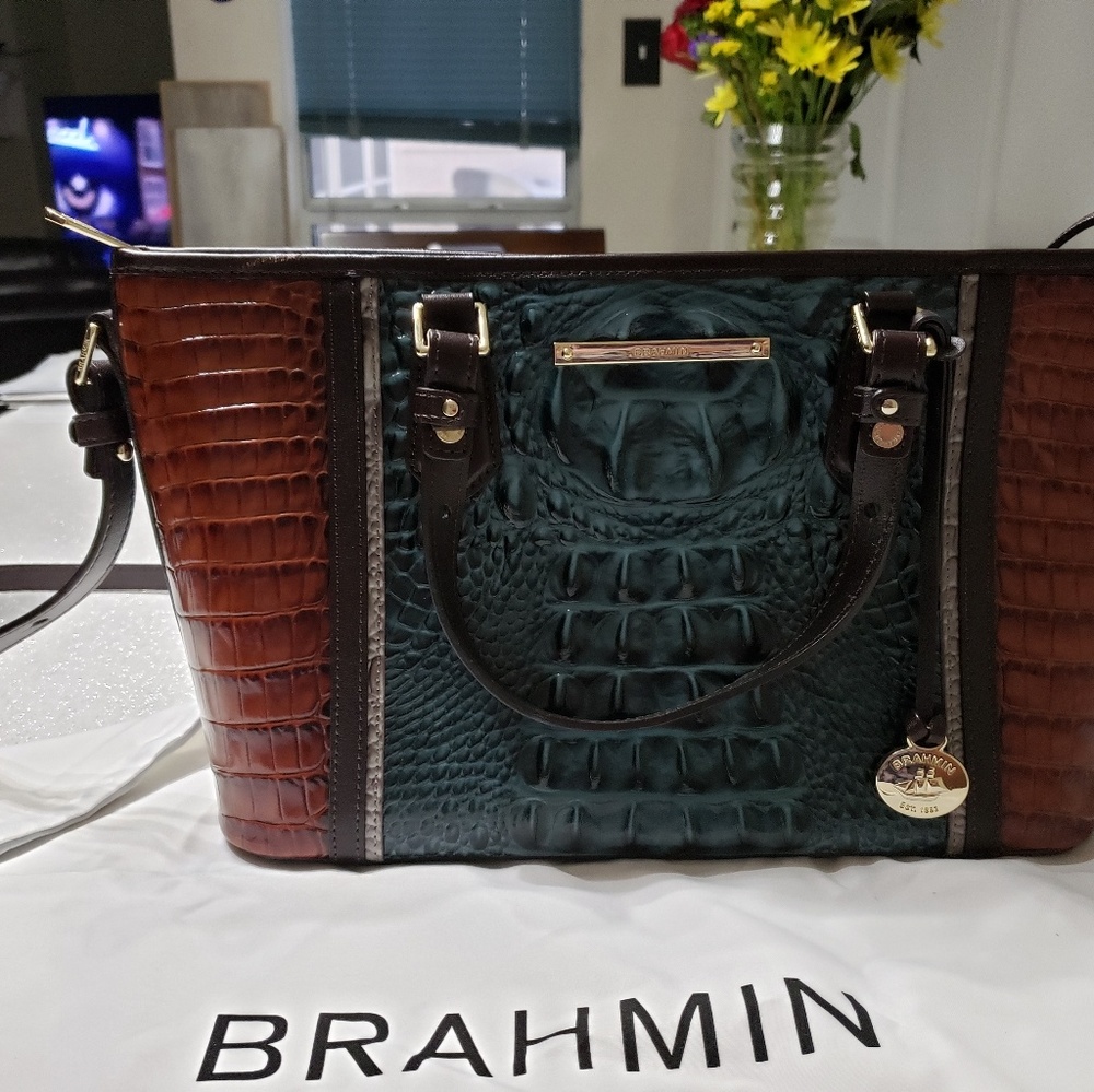 Rare Brahmin Mini Asher Pecan And Blue/Green Cross